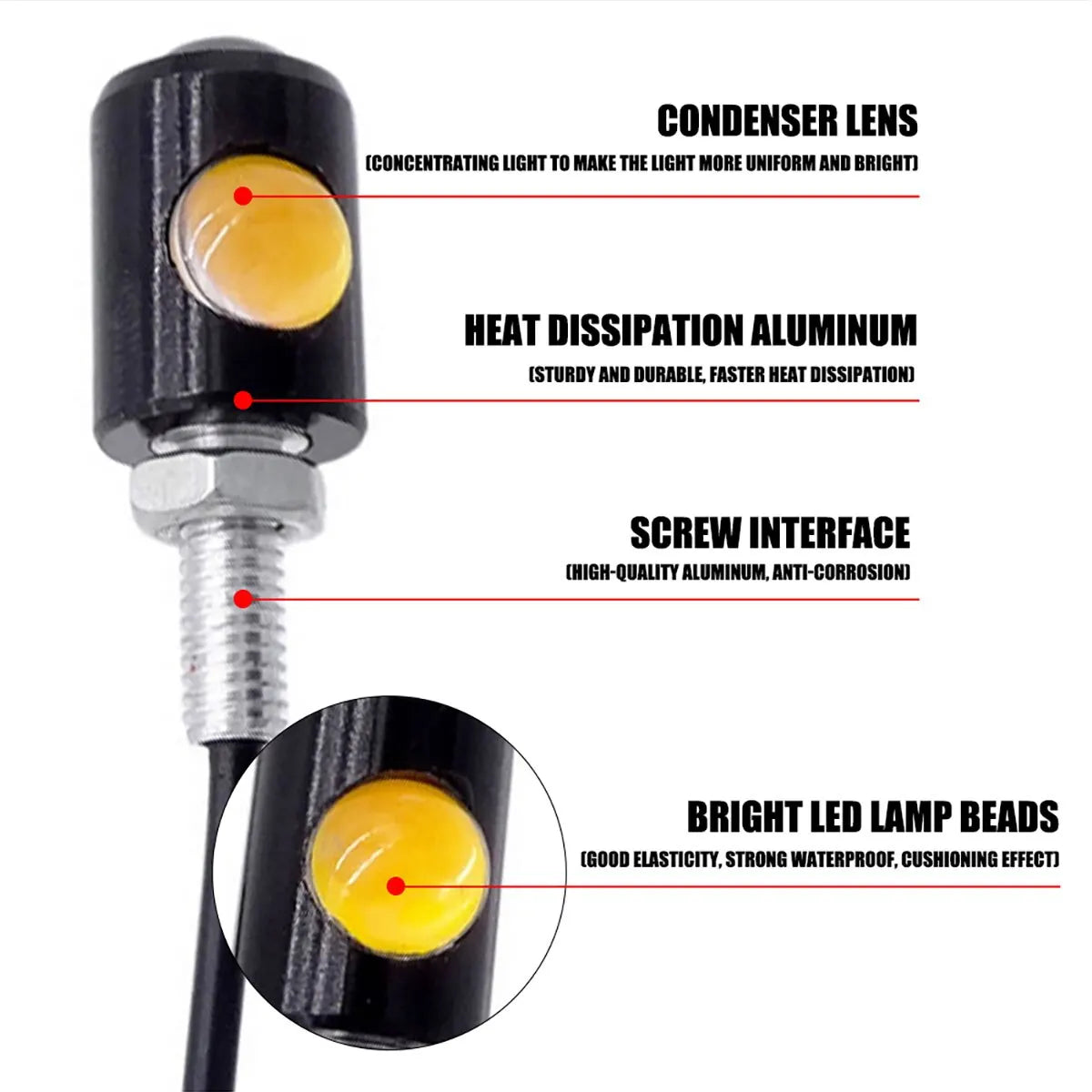 2PCS Motorcycle LED Eagle Eye Lights – Super Bright Turn Signal & Rear Tail Brake Lamps