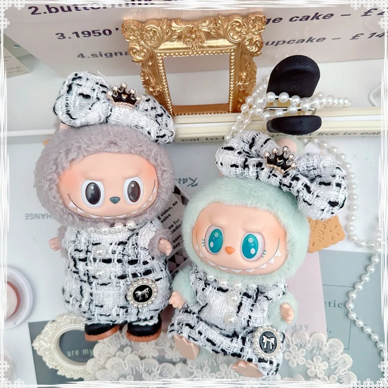 17cm Labubu Doll Accessories - Luxury Sweet Woolen Suit, Crossbody Bag & Princess Shoes Set