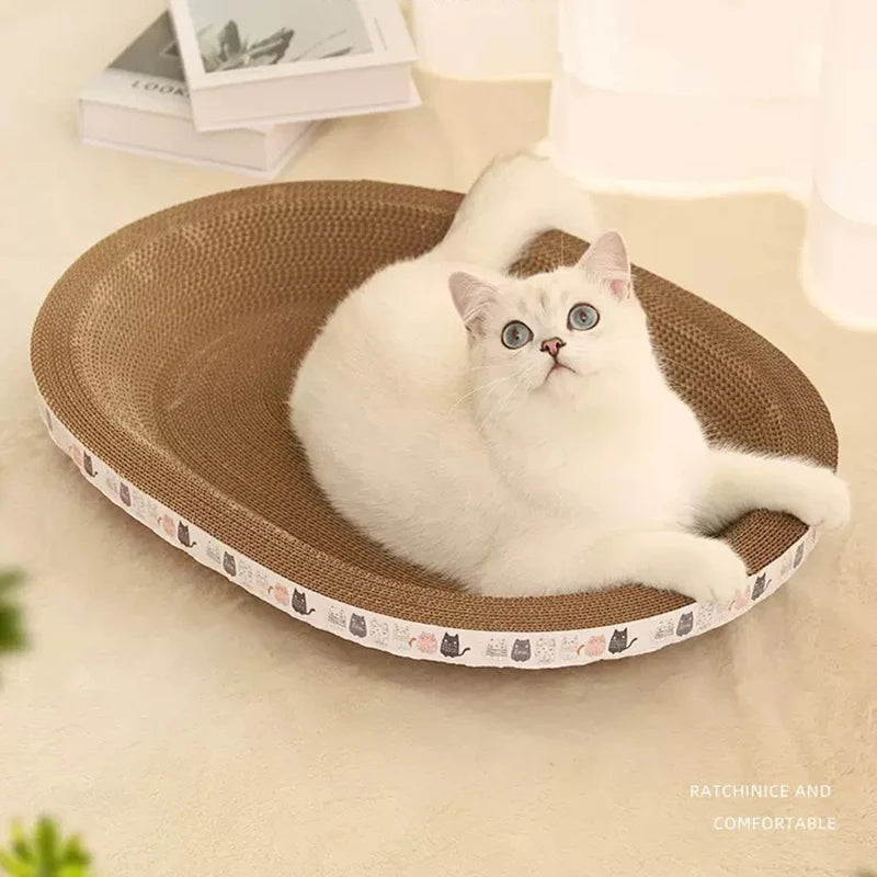 Wear-Resistant Corrugated Cat Scratcher - Round Oval Grinding Claw Toy for Cats, Cat Bed Nest, Cat Accessories