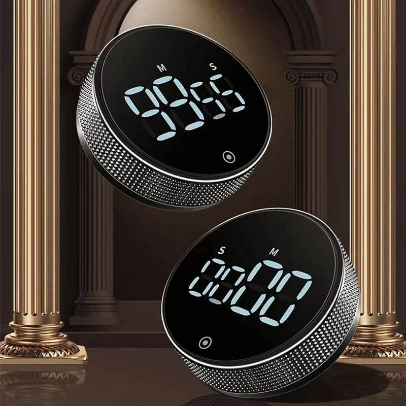 DINRGO Magnetic Kitchen Timer – Digital Manual Countdown Rotary Timer for Cooking, Shower & Stopwatch