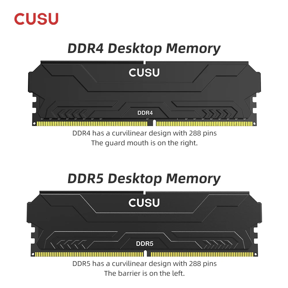 CUSU Desktop RAM - 8GB/16GB DDR4 & DDR5 UDIMM Memory 3200–6400MHz for Intel & AMD Motherboards
