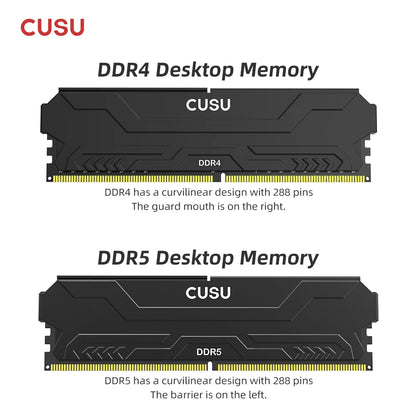 CUSU Desktop RAM - 8GB/16GB DDR4 & DDR5 UDIMM Memory 3200–6400MHz for Intel & AMD Motherboards
