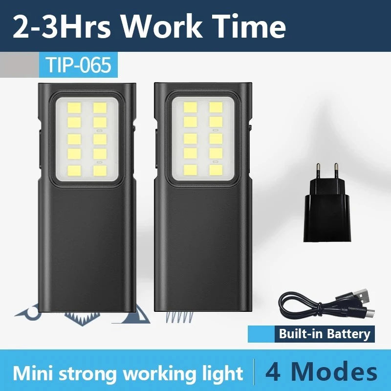 Portable COB LED Flashlight – USB Rechargeable Work Light with Pen Clip, Super Bright for Camping & Car Repair