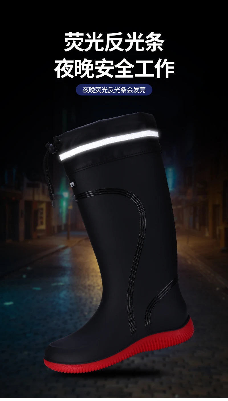 Men’s & Women’s High-End Rain Boots – Waterproof, Non-Slip Short & Mid-Calf Rubber Boots with Drawstring