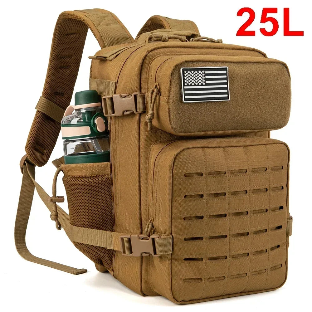 25L/45L Tactical Backpack for Men & Women – Outdoor Hiking Molle Daypack, School & Gym Rucksack with Dual Cup Holders