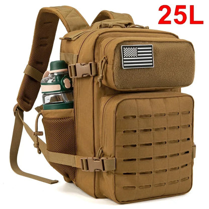 25L/45L Tactical Backpack for Men & Women – Outdoor Hiking Molle Daypack, School & Gym Rucksack with Dual Cup Holders