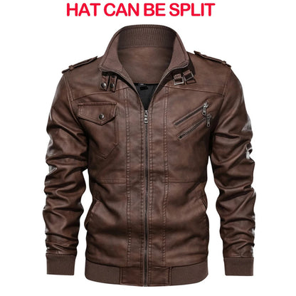 KB Men’s Leather Motorcycle Jacket – Casual PU Biker Coat, Autumn Outerwear, EU Size SA722