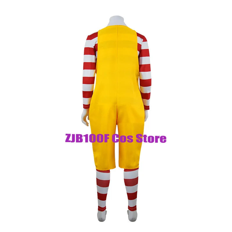 M Uncle Clown Cosplay Costume — Yellow Fast-Food Jumpsuit for Kids & Parent-Child Halloween, Christmas, Anime Role Play