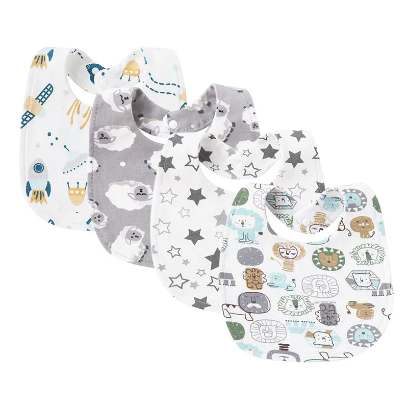 4Pcs Baby Bibs – Cotton Newborn Bibs for Girls & Boys, Infant Accessories, Toddler Saliva Towels for Baby Care