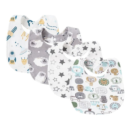 4Pcs Baby Bibs – Cotton Newborn Bibs for Girls & Boys, Infant Accessories, Toddler Saliva Towels for Baby Care