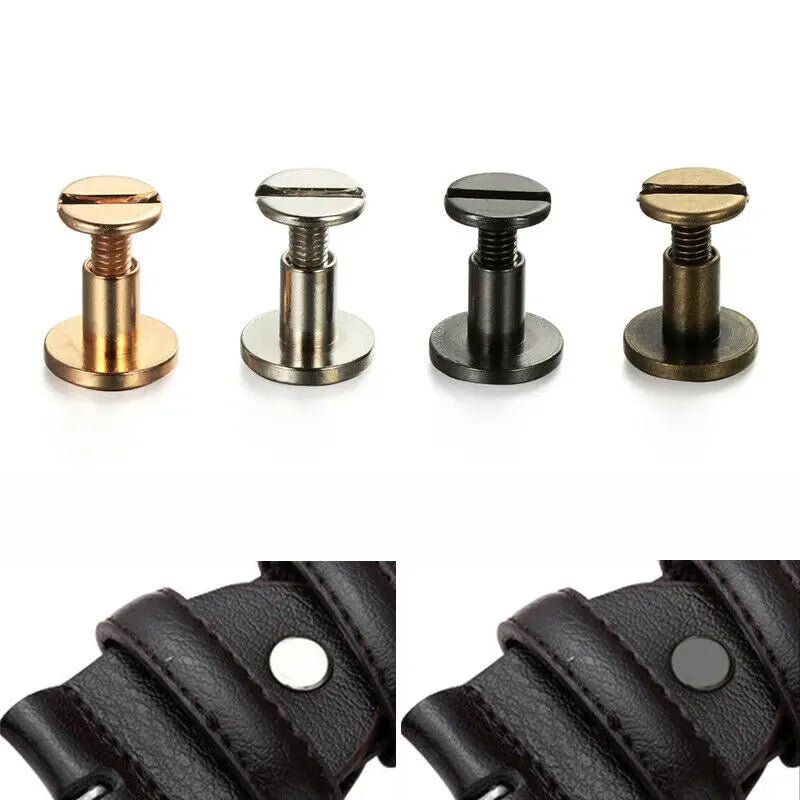 10 Sets Leather Craft Metal Rivets – Double Curved Head Screws for Belts, Straps, Luggage & DIY Projects