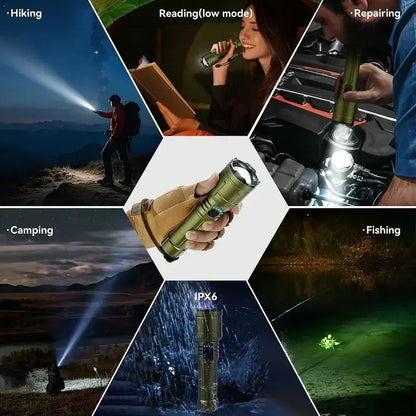 Flashlight Lighter & Power Bank - Rechargeable 5-Mode Zoomable LED Torch for Camping & Emergencies