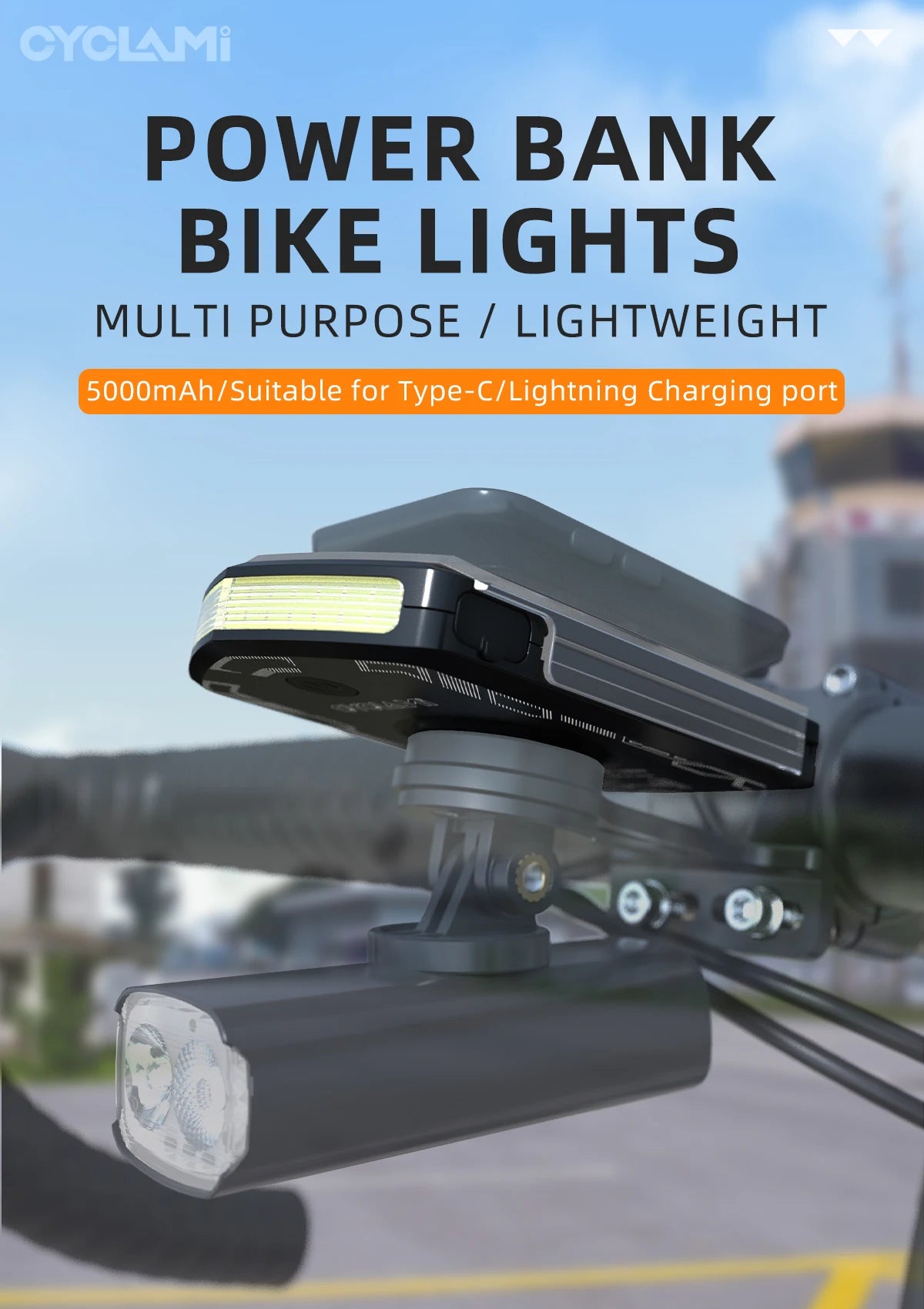 CYCLAMI RVL01 Bicycle Front Light – IPX6 Waterproof, Type-C Charging Cycling Headlight for XOSS IGS Computer