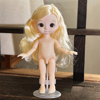 16CM Articulated Doll — 3D Simulation Eyes, 13-Joint Multi-Expression Little Girl Toy