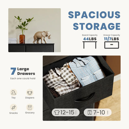 Bedroom Dresser with 7 Fabric Drawers – Organizer Storage Closet & Clothes Display Cabinet for Living Room
