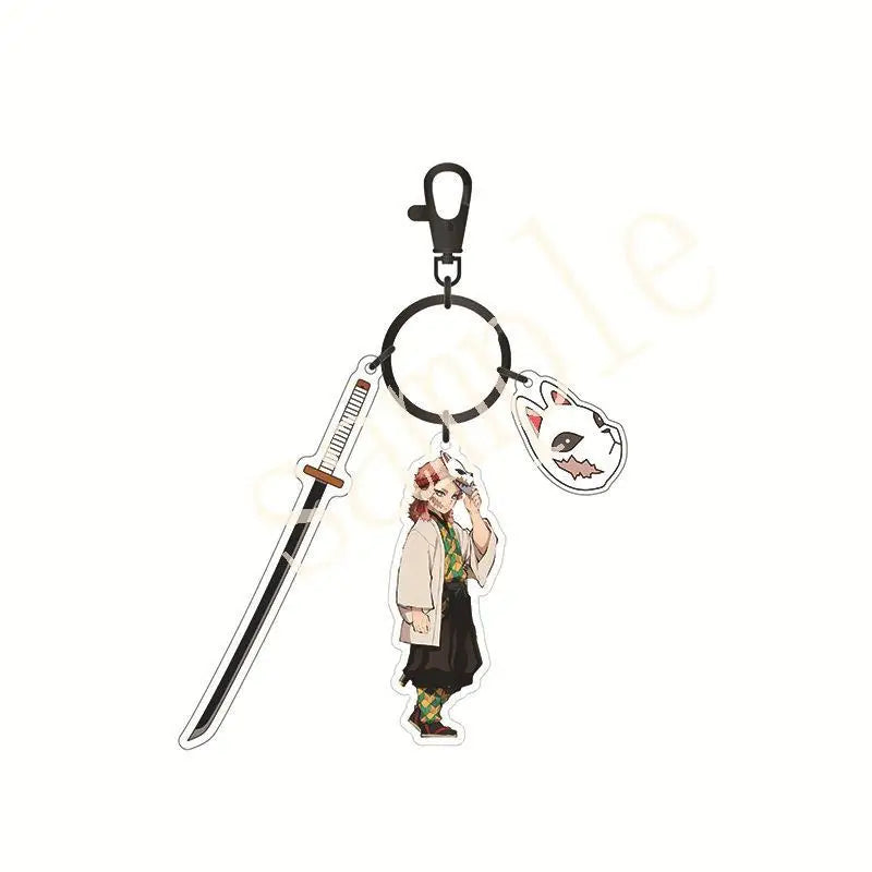 Anime Demon Slayer Acrylic Keychain – Tanjiro & Nezuko Kamado Cartoon Schoolbag Pendant Character Charm Kids Gift Accessories