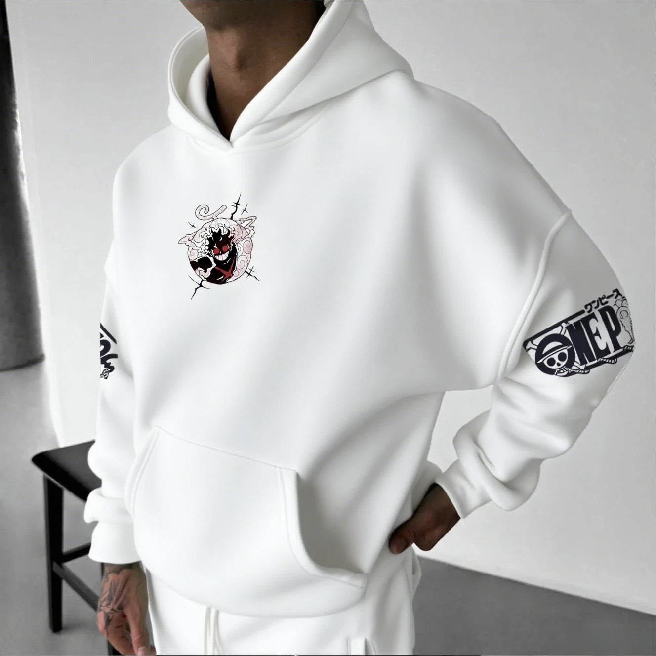 One Piece Luffy Gear 5 Nika Hoodie – Anime Streetwear Pullover Sweatshirt for Men & Women