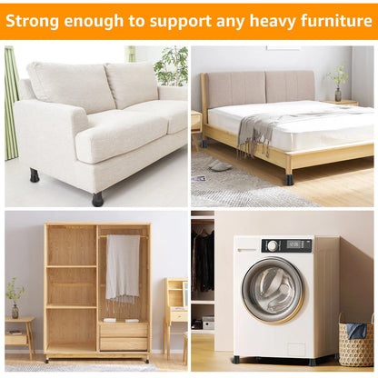 4/6Pcs Heavy Duty Furniture Risers | Round Rubber Sofa, Table, Bed, & Chair Supports Up to 6000 lbs