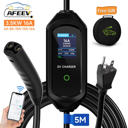 AFEEV 3.5KW/7KW Portable EV Charger for Tesla Model 3/X/Y/S Highland 2024 – Fast Charging Cable with CEE Plug & Wallbox