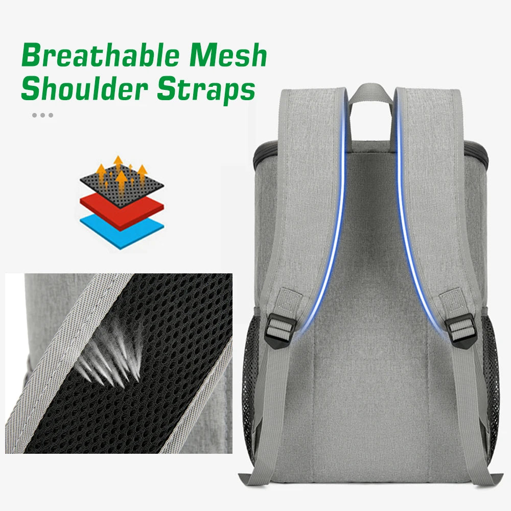 30L Leakproof Insulated Cooler Backpack: Perfect for Outdoor Camping, Hiking, Picnics, and Beach - Food Insulation Lunch Bag