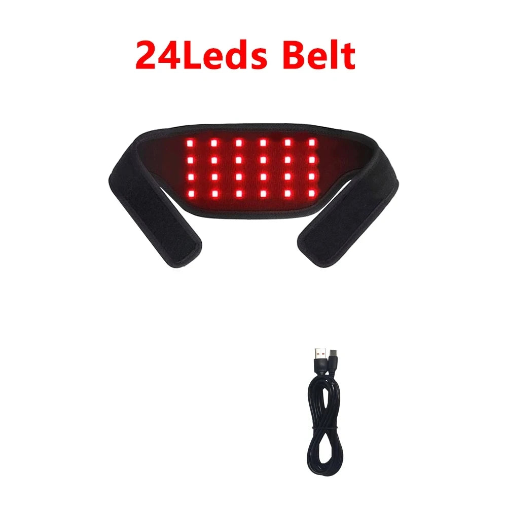 24PCS LED Red Light Belt – Wearable USB Device for Neck, Wrist, Arms, Chin & Waist, 660 & 850nm Therapy for Muscle Relief