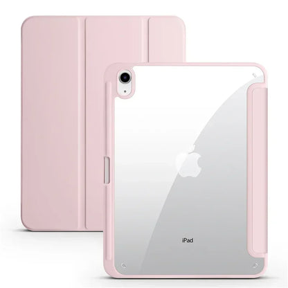 Clear Acrylic iPad Case with Pen Holder - Trifold Hard Back Cover for iPad 10th Gen, Air 11 & Compatible Models