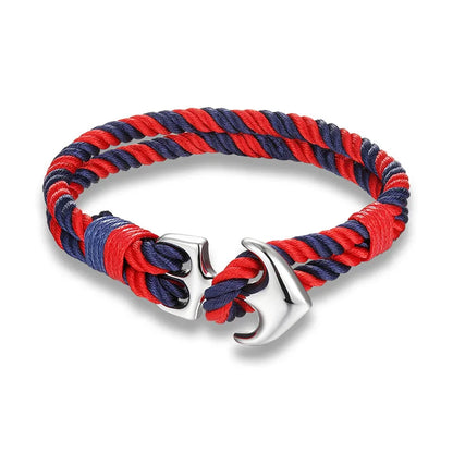 MKENDN Anchor Bracelet – Double Strand Nautical Waterproof Rope with Black Stainless Steel Sport Buckle for Men & Women