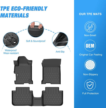 TPE Floor Mats for Honda Accord Sedan 2013-2017 - All Weather Custom Fit Heavy Duty Floor Liners