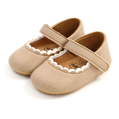 Meckior Baby Boys & Girls Shoes - Infant Leather with Rubber Sole, Anti-Slip Toddler First Walkers, Newborn Princess Crib Shoes