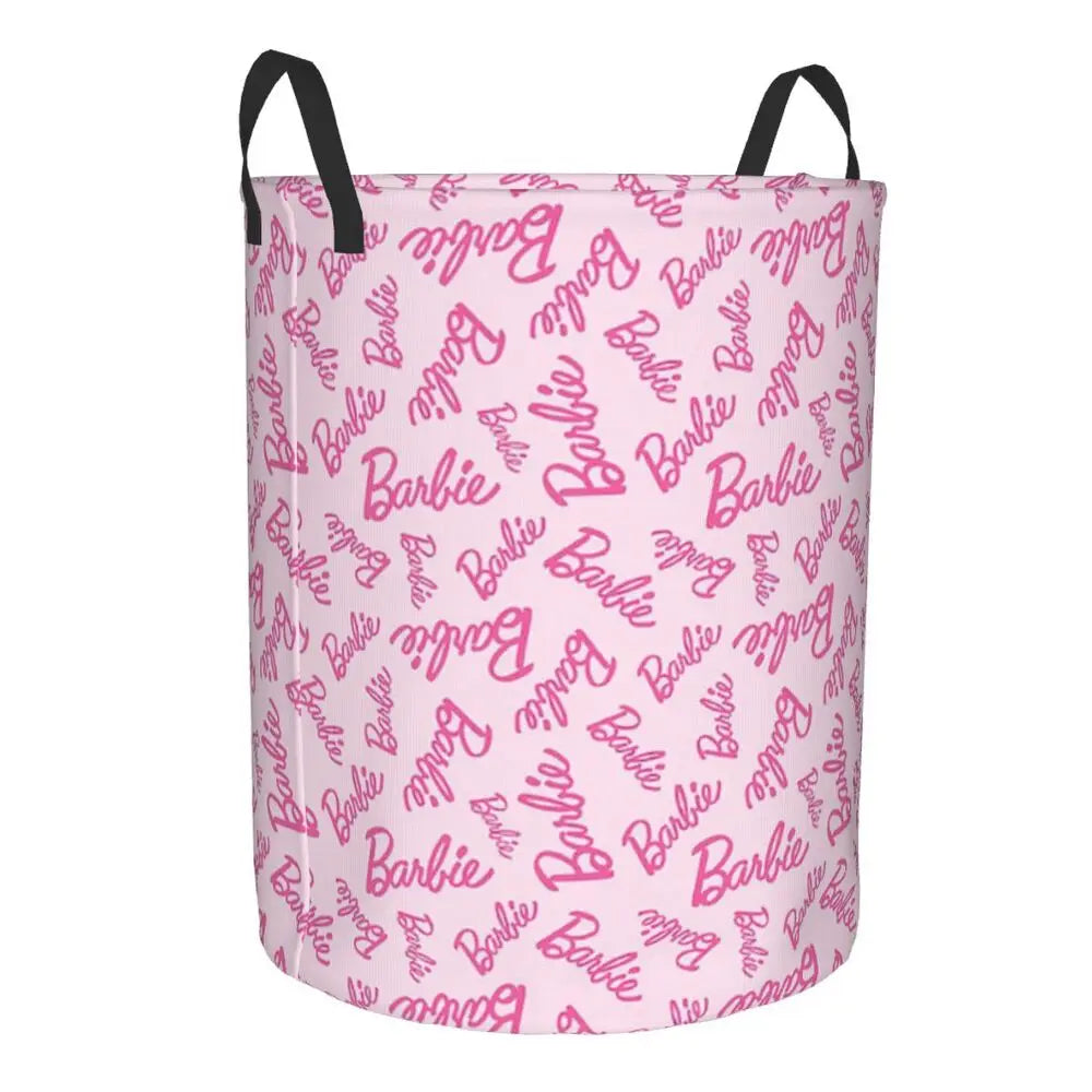 Custom Barbie Logo Laundry Basket – Collapsible Large Capacity Clothes Storage Bin, Disney Baby Hamper