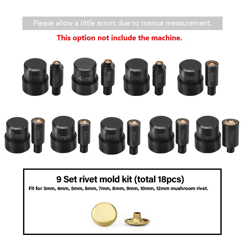 WUTA Manual Button Installation Tool – Mute Punching for Mushroom Rivets & Eyelets, DIY Hand Pressing Tool (With/Without Machine)