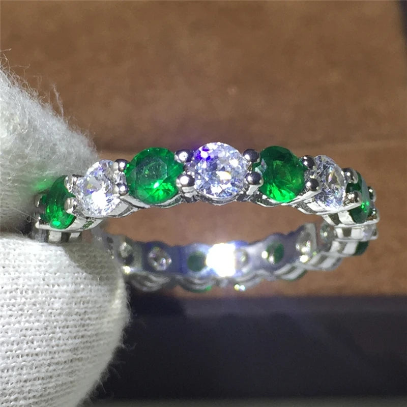 925 Sterling Silver Eternity Band Ring - CZ Diamond Promise Engagement Wedding Jewelry for Women & Men