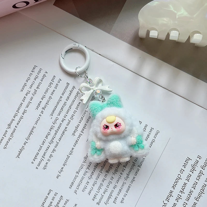 Plush Baby Keychain Bowknot Bag Pendant Hanging Charm for Phone Car Backpack Labobu Gift