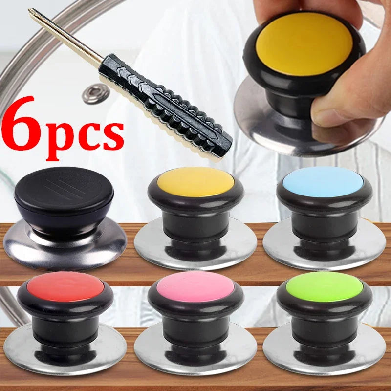 Colored Stainless Steel Pot Lid Knobs - Universal Pan Lid Replacement Handle with Screwdriver