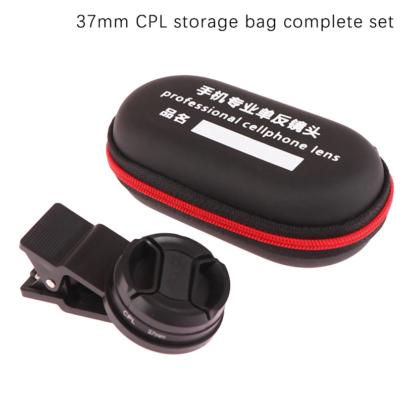 37/52MM CPL Circular Polarizer Filter — Universal Black Camera & Phone Clip-On Lens Accessory for Wide-Angle Photography