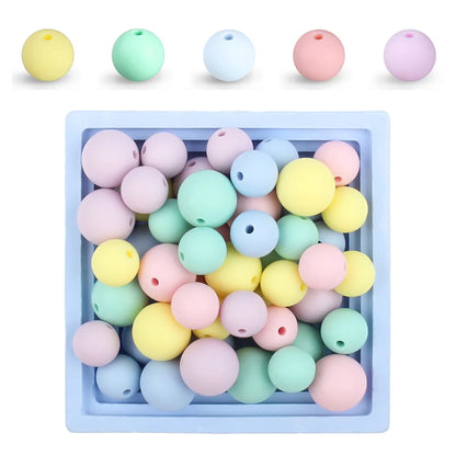 15mm Silicone Beads Set - Colorful Loose Beads for DIY Keychains, Jewelry & Beaded Pen Crafts