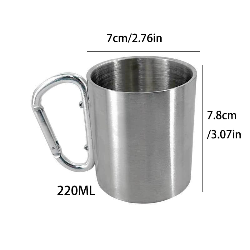 Outdoor Mountaineering Button Water Cup - Portable Travel & Camping Stainless Steel 201 Material