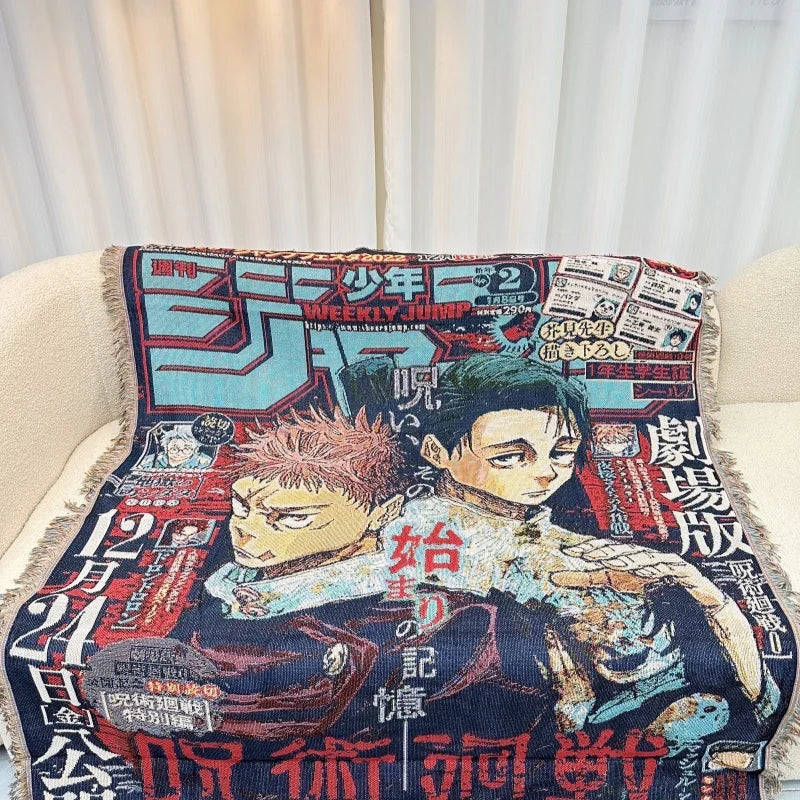 Anime Dragon Ball & One Piece Cotton Blanket – Casual Decorative Throw for Bed, Sofa, and Home Decor