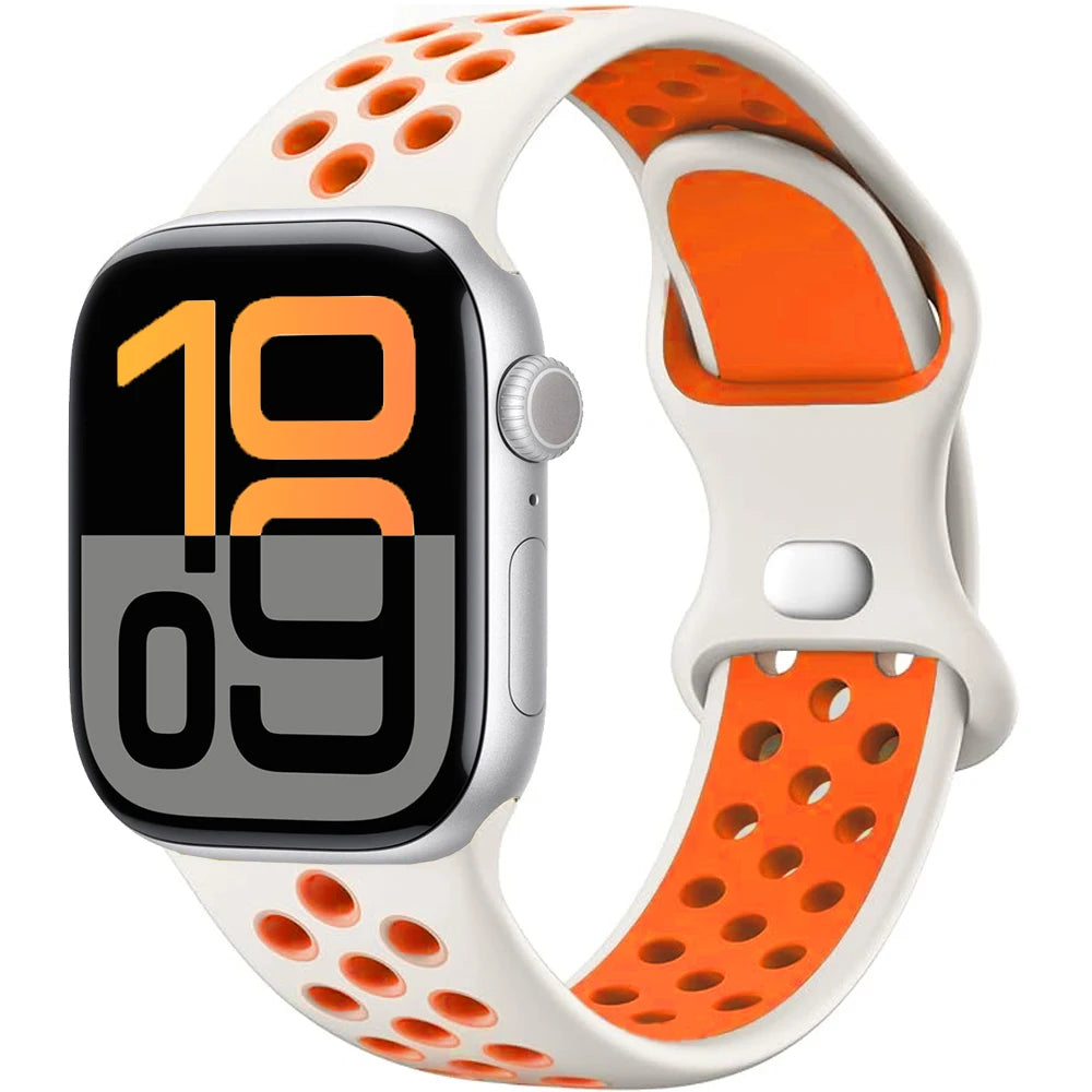 Silicone Apple Watch Strap - Breathable Wristband for Watch 11/10/9/8/7 Ultra 3/2 SE Series 49mm-41mm