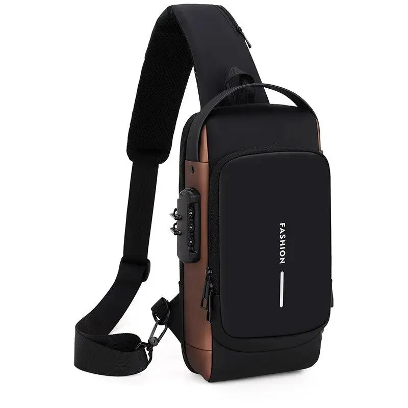 Men's Multifunction Shoulder Bag – Anti-Theft, USB Messenger Pack, Crossbody Travel Sling Chest Bag