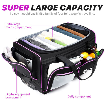 Large-Capacity Business Trolley Travel Bag — Carry-On Luggage with Laptop Compartment, Clothes Drying Rack & Multi-Functional Travel Case