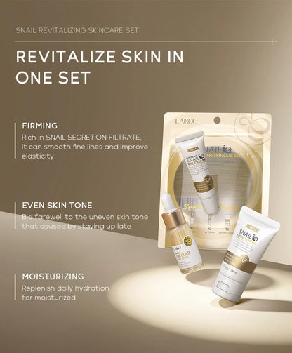 LAIKOU 3pcs Vitamin C & 24K Gold Sakura Skincare Set — Moisturizing Face Cream, Serum & Eye Cream, Anti-Wrinkle Face Care Kit