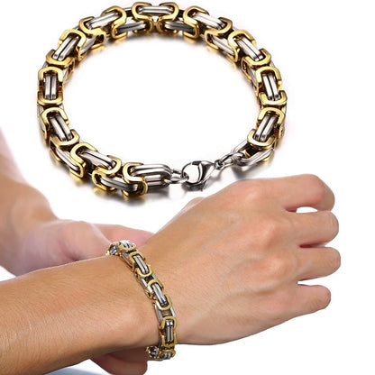 Men's Stainless Steel Byzantine Chain Bracelet – 4/5/6/8MM Link Wristband for Boys, Perfect Gifts for Him