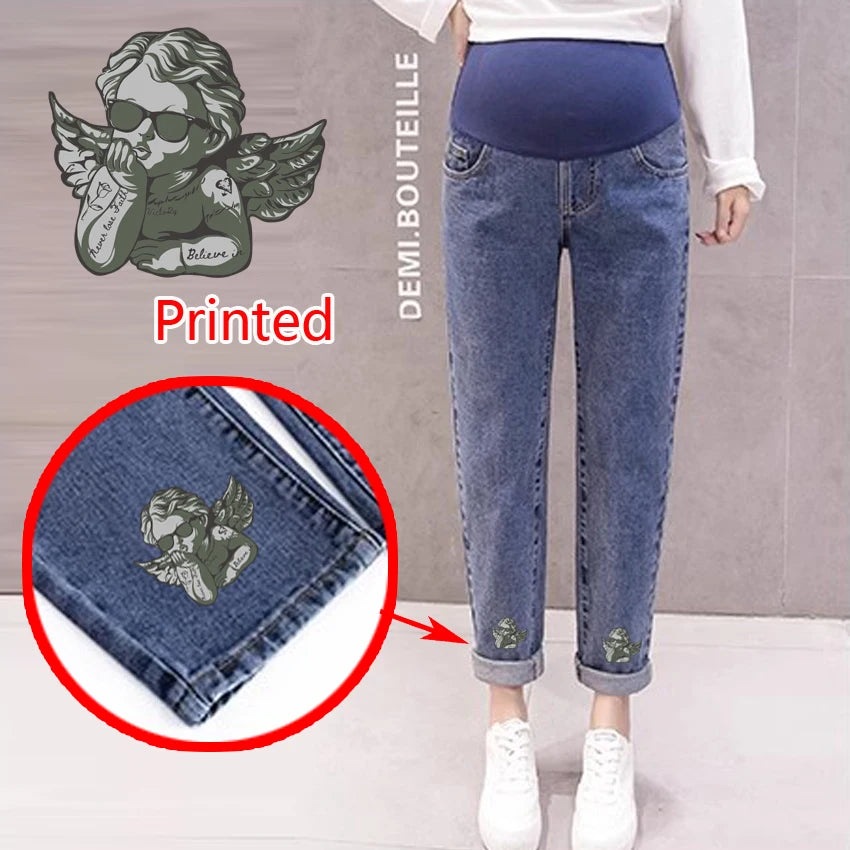 Maternity Boyfriend Jeans – High Waist Loose Denim Pants for Pregnant Women