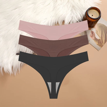 3PCS Sexy G-String Underwear Set – Breathable Seamless Low Waist T-Back Bikini Panties for Women, S-XL Sizes