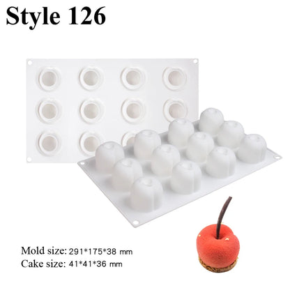 SHENHONG Silicone Fruit Mousse Cake Molds – Orange, Apple, Pear, Mango, Strawberry & Durian Dessert Decorating Tools