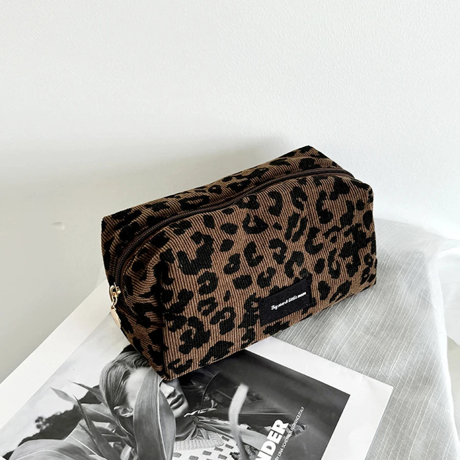 Leopard Print Makeup Bag - Large Capacity Cosmetic Organizer & Lipstick Storage Pouch