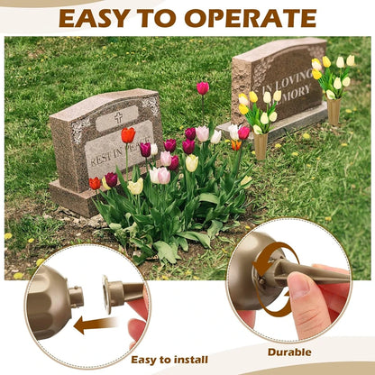 2/1PC Cemetery Vase with Spikes – Plastic Floral Vase Holder for Gravestone, Outdoor Flower Marker Decorations for Graves