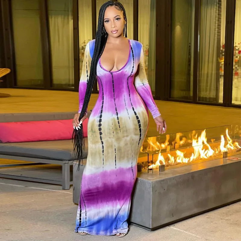 Women’s Off Shoulder Printed Maxi Dress - Slim Fit Bandage Chest Wrap Summer Party Dress
