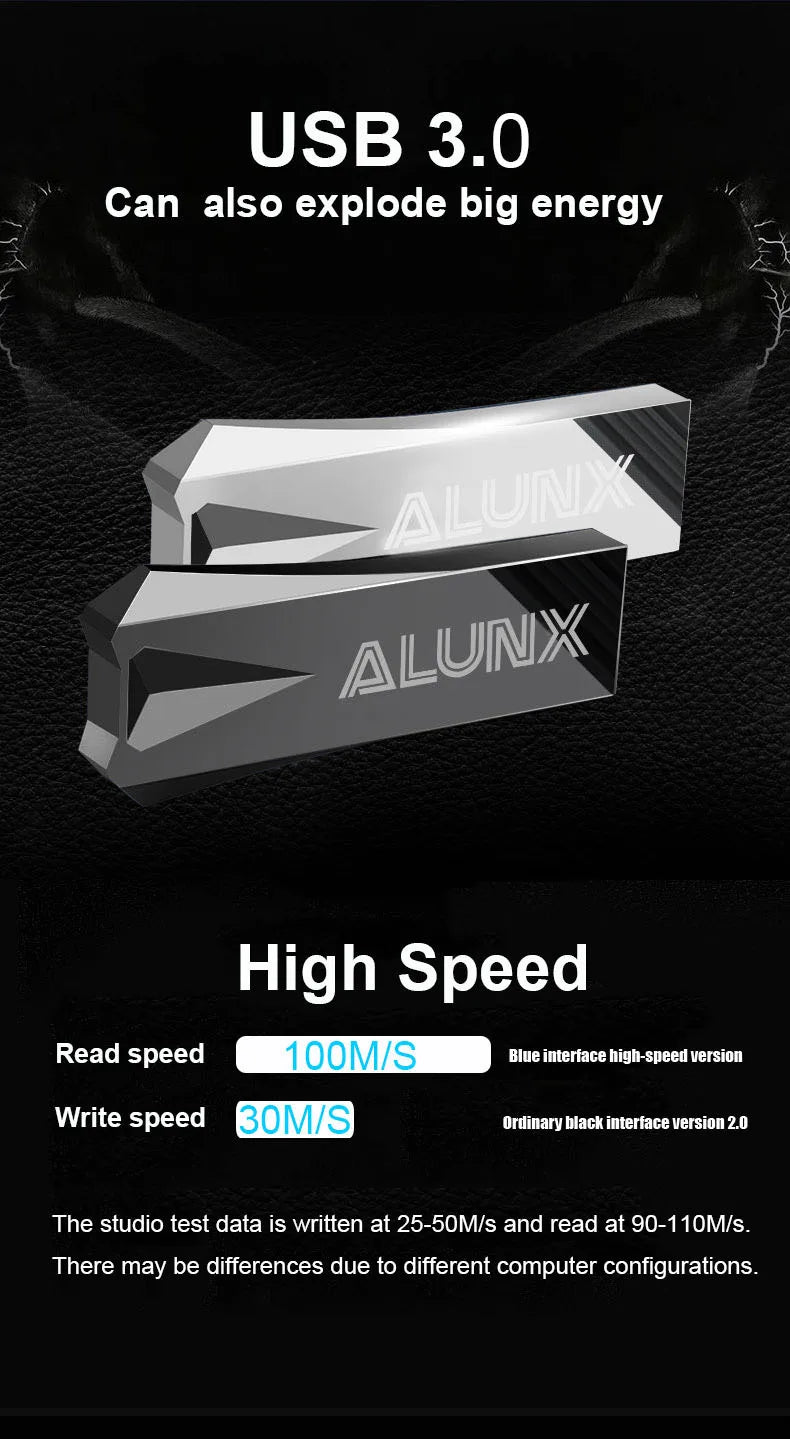 ALUNX USB 3.0 Flash Drive – 4GB to 128GB Memory Stick, Metal USB Pen Drive for Data Storage
